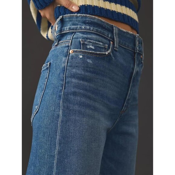 Women Wide Leg Jeans High Waist Stretchy Denim Casual Pants Trendy Fall - Picture 5 of 5